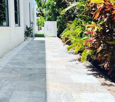 Side of house, white tiling